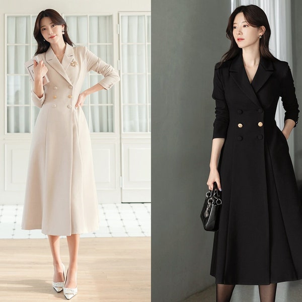 Elegant Formal Party Midi Dress | Korean Style Wedding Guest Dress (CLD0512)