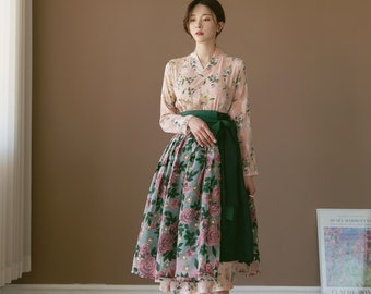 Beautiful Modern Hanbok Dress For Women | Hanbok Skirt | Midi Dress | Korean Style (CL00092)