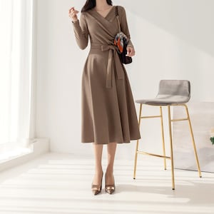 Elegant Formal Flare Mini Dress Korean Style Long Sleeve Dress CLD0384 ...