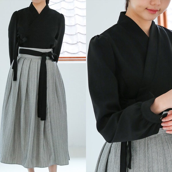 Handmade Modern Hanbok Elegant Warm Blouse | Jeogori Shirt | Korean Fashion Women Hanbok (DRT0051)