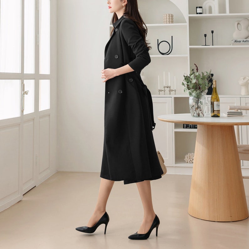 Long trench-coat basique élégant pour femme Manteau formel de style coréen pour femmes CLC0265 image 3