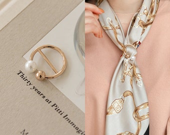 Elegant Classic Pearl Scarf Clip | Korean Style Scarf Ring | High Quality Clothing Accessory (CLA0043)