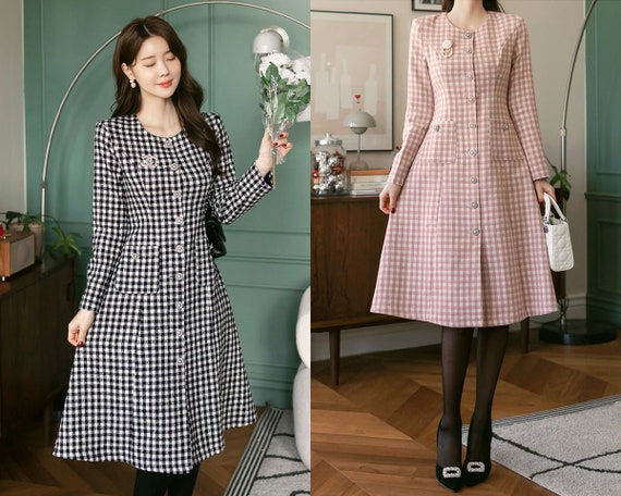 Korean Fashion Fall Winter Tassel Plaid Tweed Sets Korean Fashion