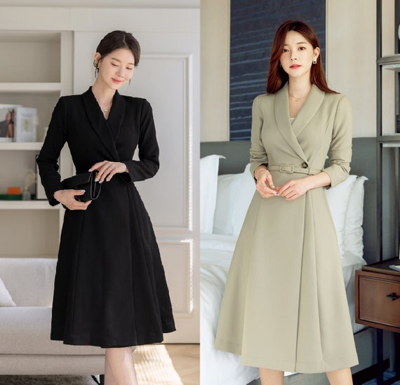 Elegant Formal Coat Dress Korean Style Wedding Guest Dress CLD0044 -   Canada