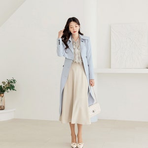 Long trench-coat basique élégant pour femme Manteau formel de style coréen pour femmes CLC0265 image 6