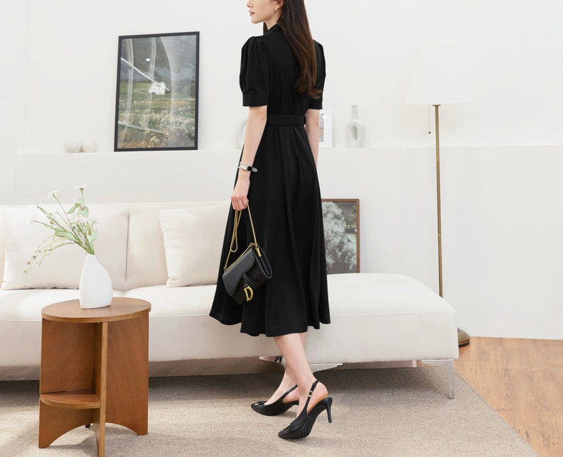 Elegant Formal Puff Black Dress Korean Style Summer Party Etsy