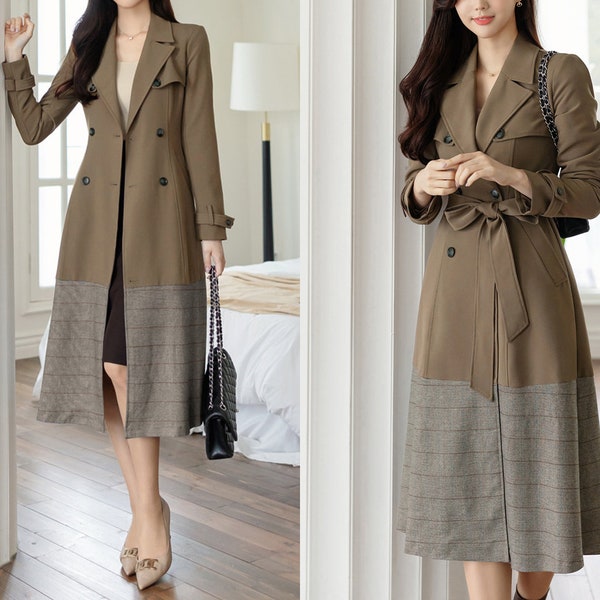 Two Colourways Slim Fit Trench Long Coat for Women | Korean Style Women's Formal Coat (CLC0222)