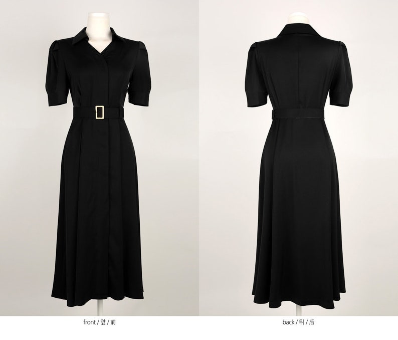 Elegant Formal Puff Black Dress Korean Style Summer Party Etsy