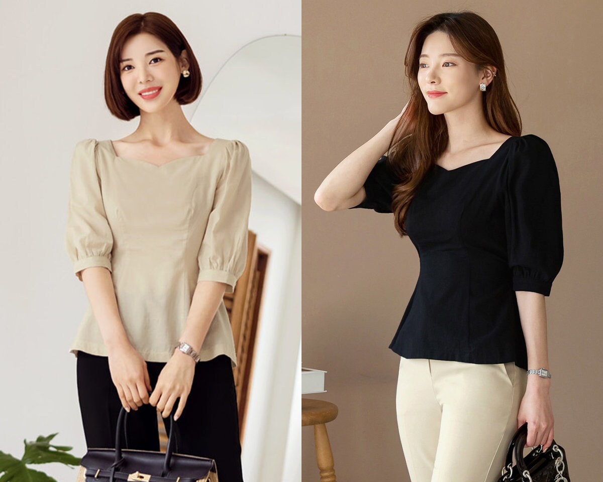 Korean Fashion Women Summer Casual Chiffon Workwear Business Tops Blouse  Shirts