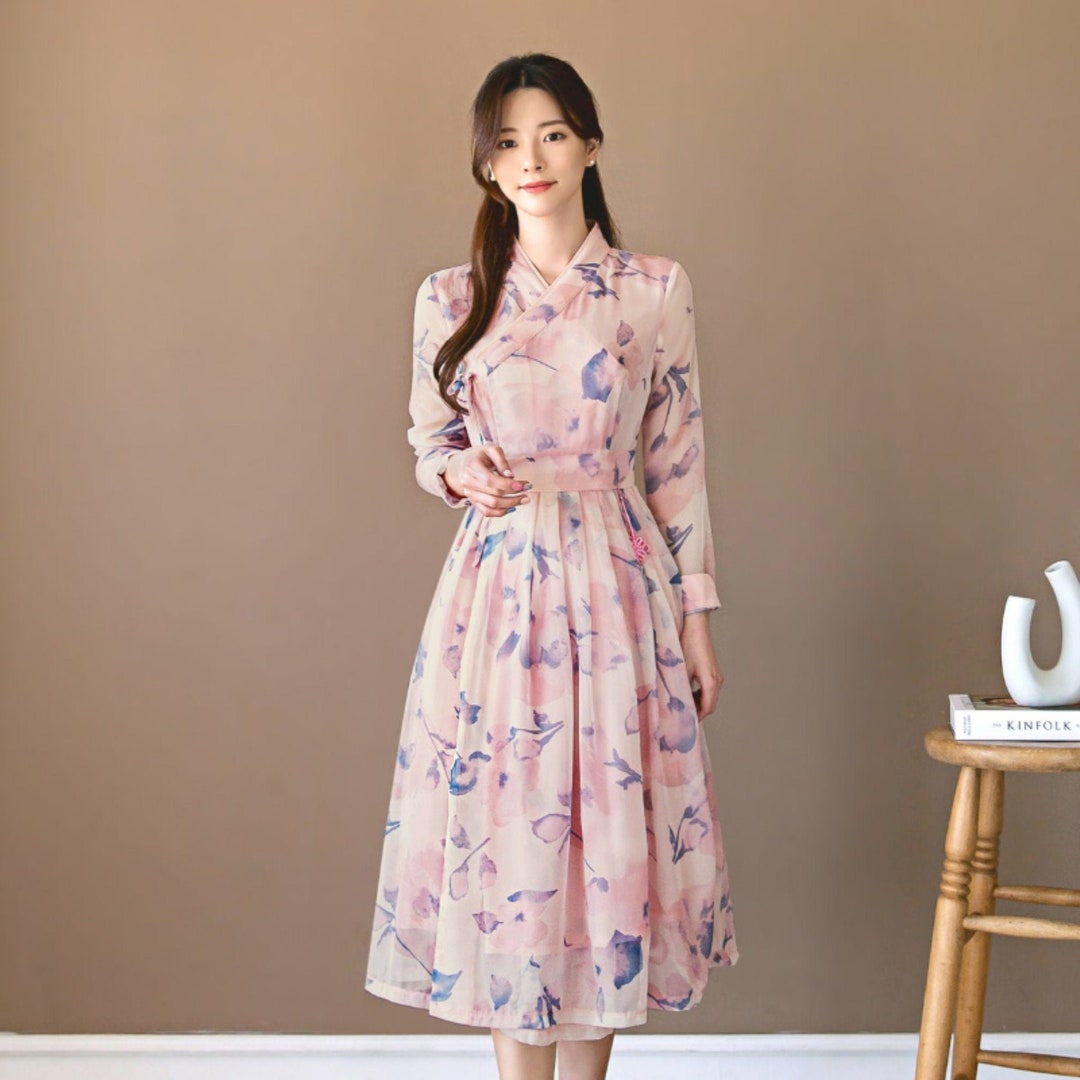 Korean Modern Hanbok Dress Set for Women Korea Traditional Etsy