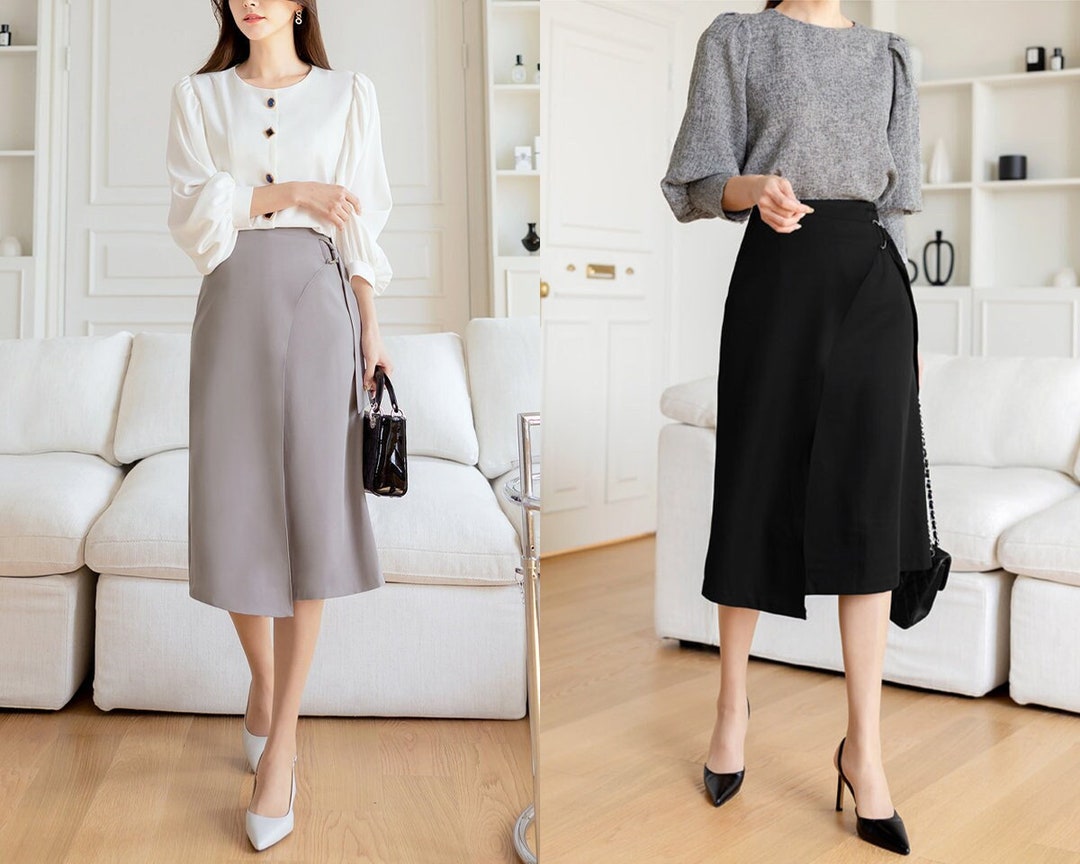 Jupe Midi Taille Haute En Satin - Avec Fente Latérale Et Taille élastique - VividHarbor - Pour Mariage, Soirée Ou Quotidien élégant - 6