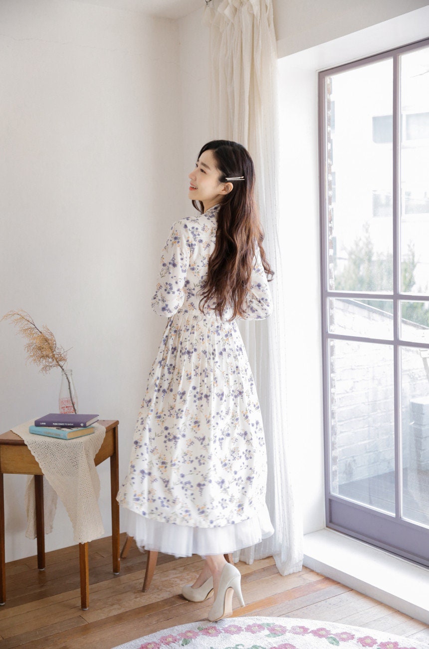 Handmade Modern Hanbok Midi Dress For Women Korean Style | Etsy