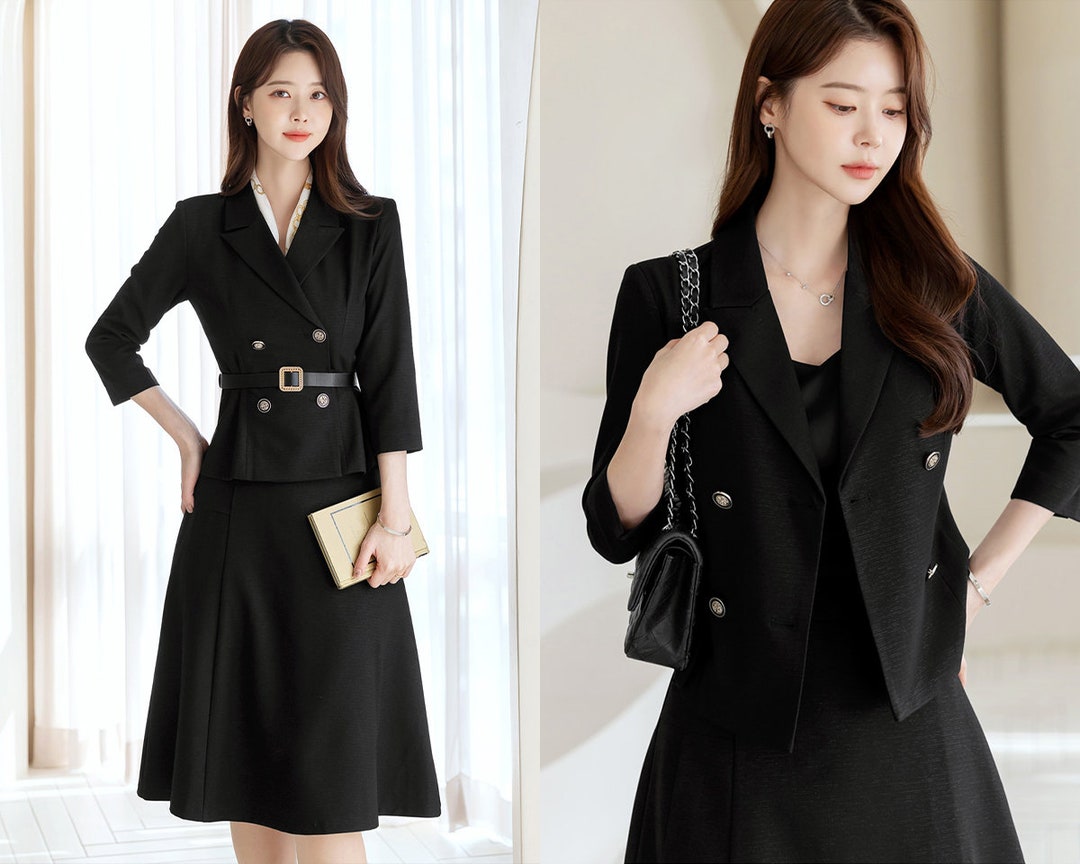 Classy Peplum Glitter Black Jacket for Women Korean Style Women's