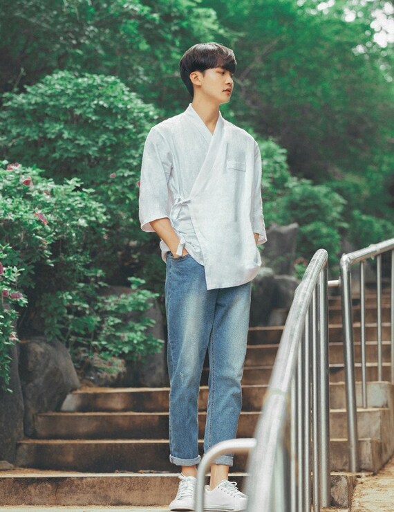 Handmade Modern Hanbok Linen Shirt for 