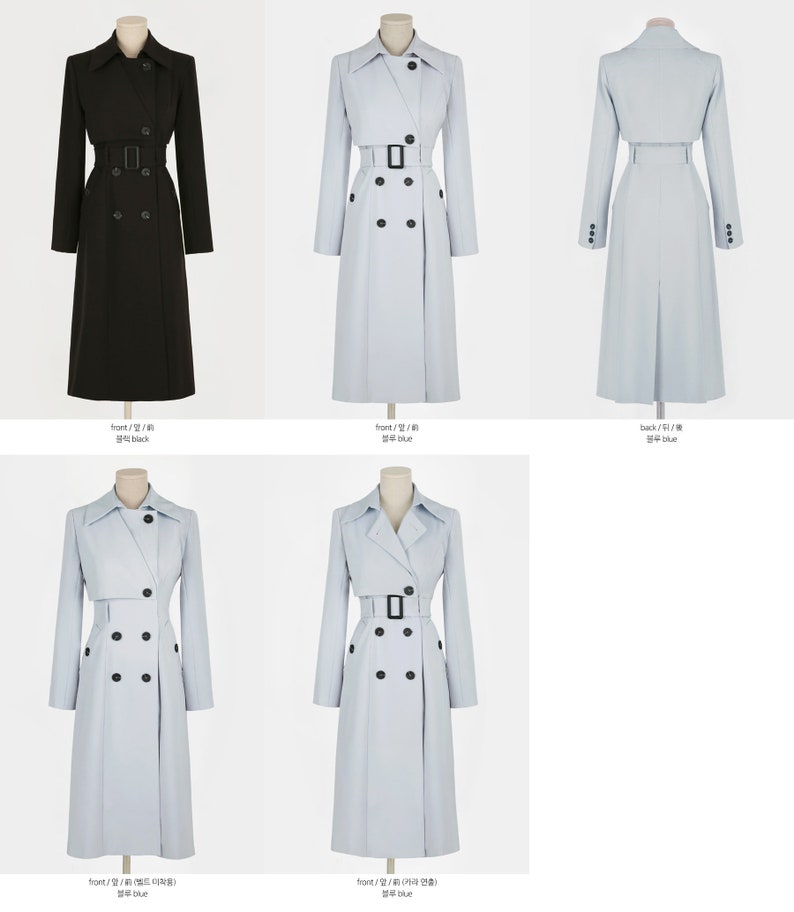 Long trench-coat basique élégant pour femme Manteau formel de style coréen pour femmes CLC0265 image 7