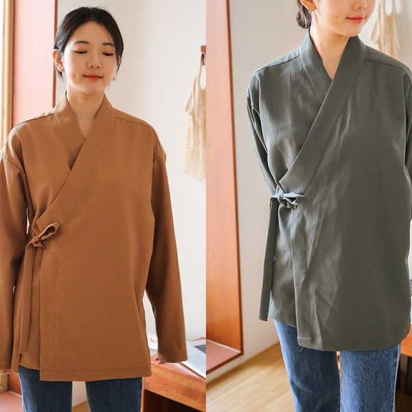 Handmade Modern Hanbok Eco-friendly Corduroy Blouse | Jeogori Shirt | Korean Fashion Unisex Hanbok (DRT0048)