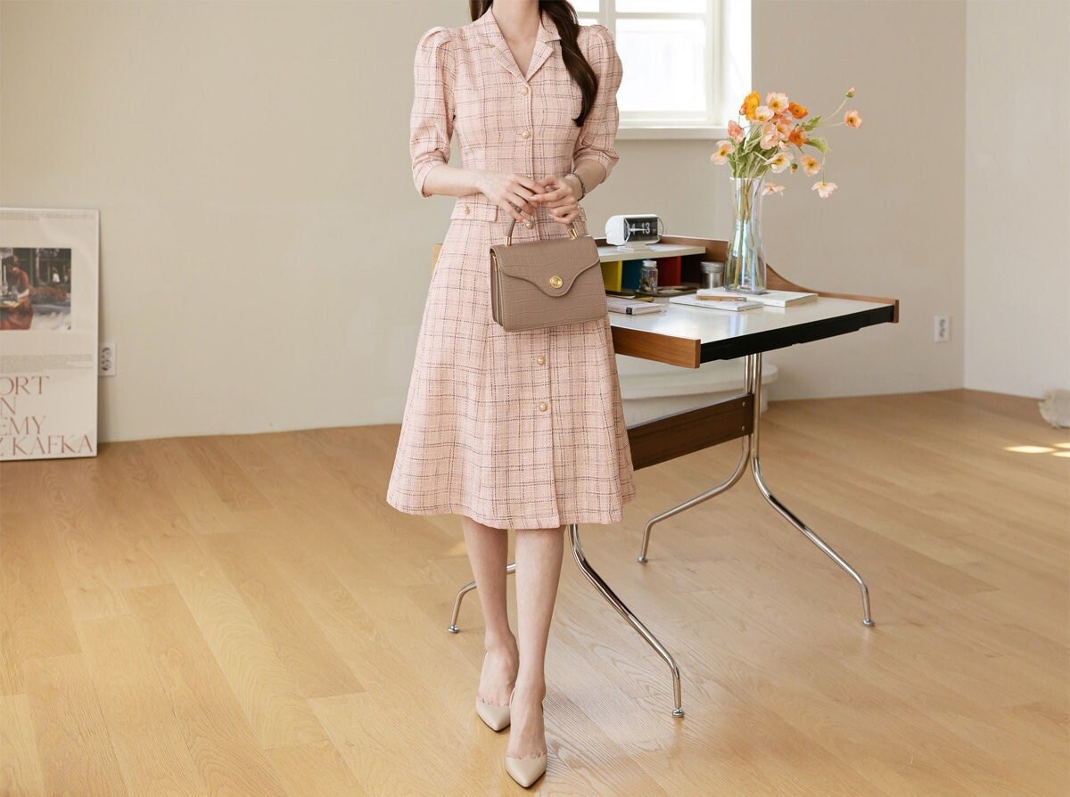 Pink Tweed Dress - Etsy Pink Tweed Dress - Etsy