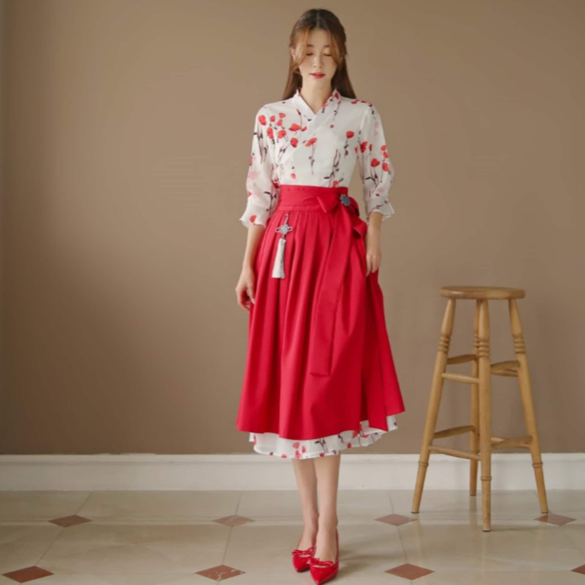 Beautiful Modern Hanbok Dress For Women Hanbok Skirt Midi Dress