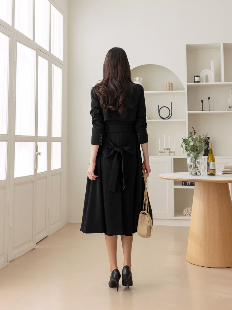 Long trench-coat basique élégant pour femme Manteau formel de style coréen pour femmes CLC0265 image 4