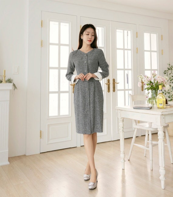 Elegant Plus Size Formal Dress Korean Fashion Wedding Guest Dress CLD0104 -   Canada