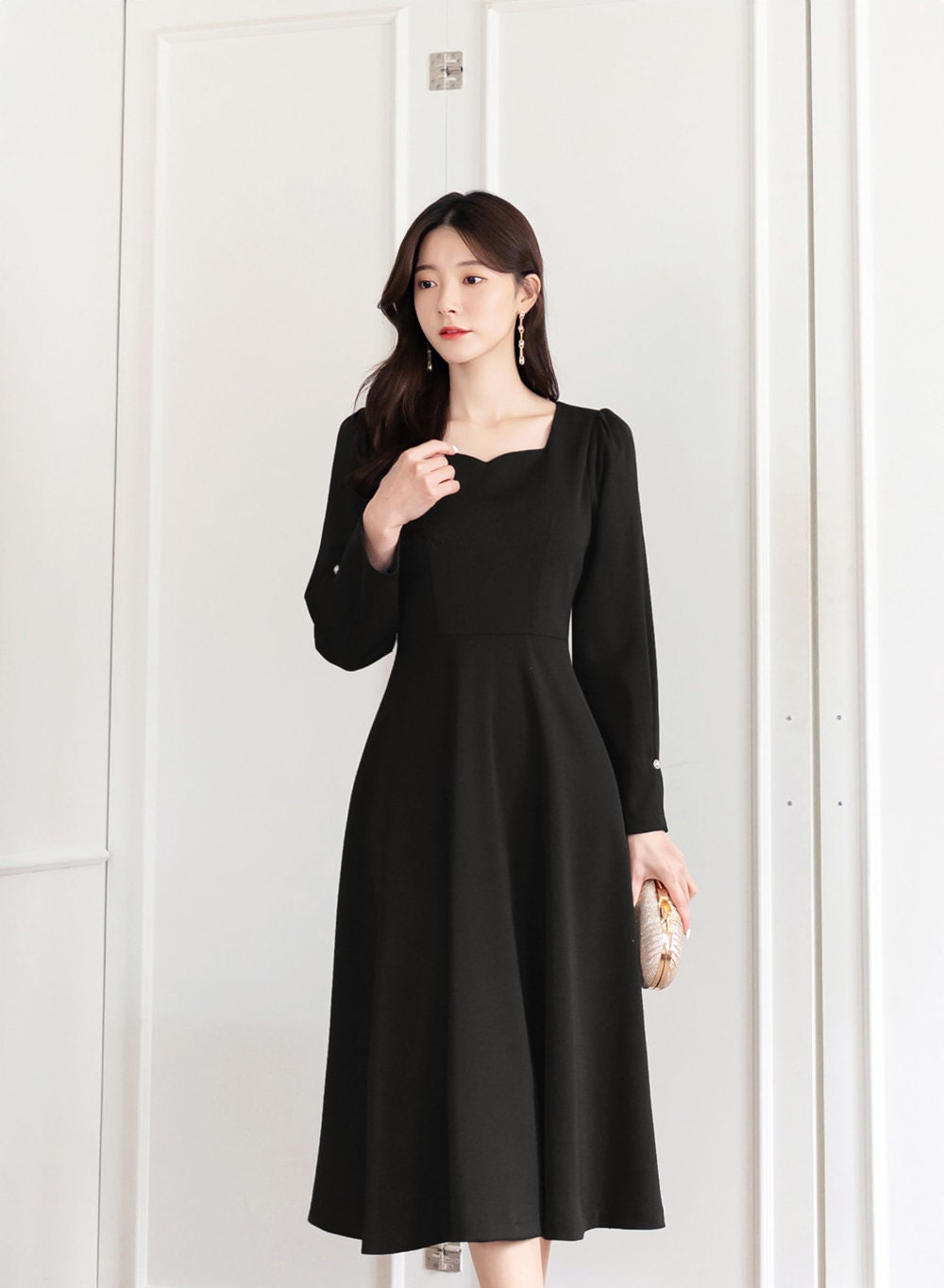 Elegant Plus Size Formal Dress Korean Fashion Wedding Guest Dress CLD0104 -   Canada