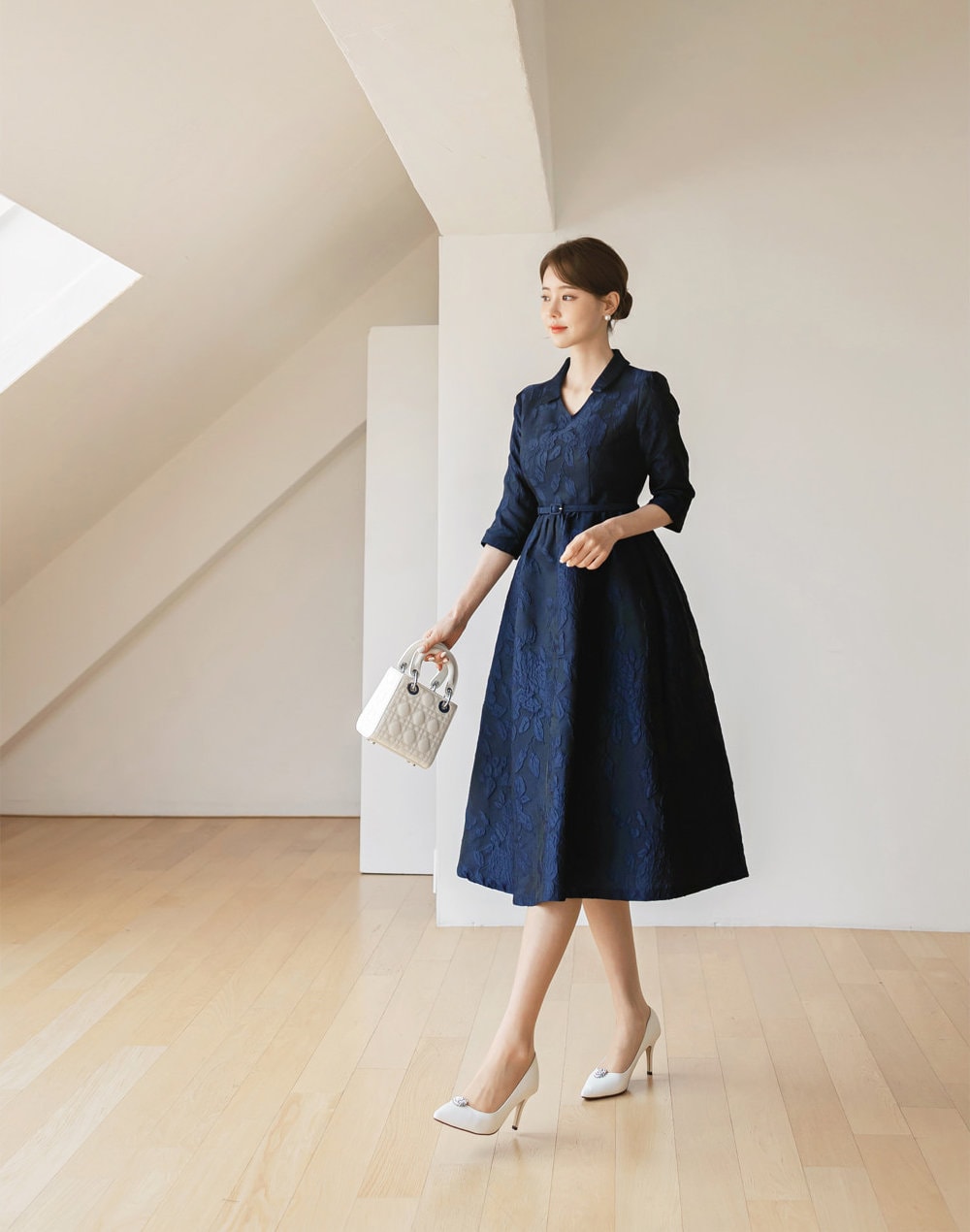 Elegant Jacquard Cocktail Dress Korean Style Formal Party Dress