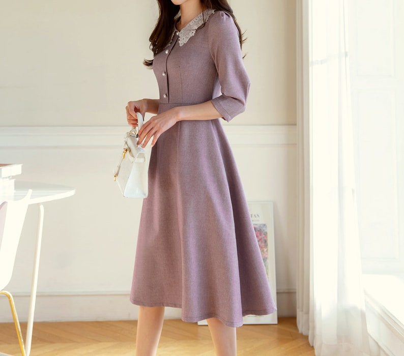 Elegant Formal Autumn Dress Korean Style Long Sleeve A-line - Etsy