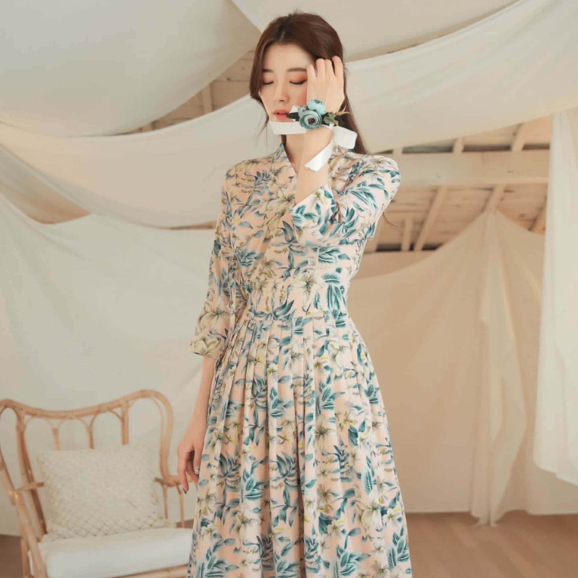 Beautiful Modern Hanbok Dress for Women Hanbok Skirt Midi | Etsy