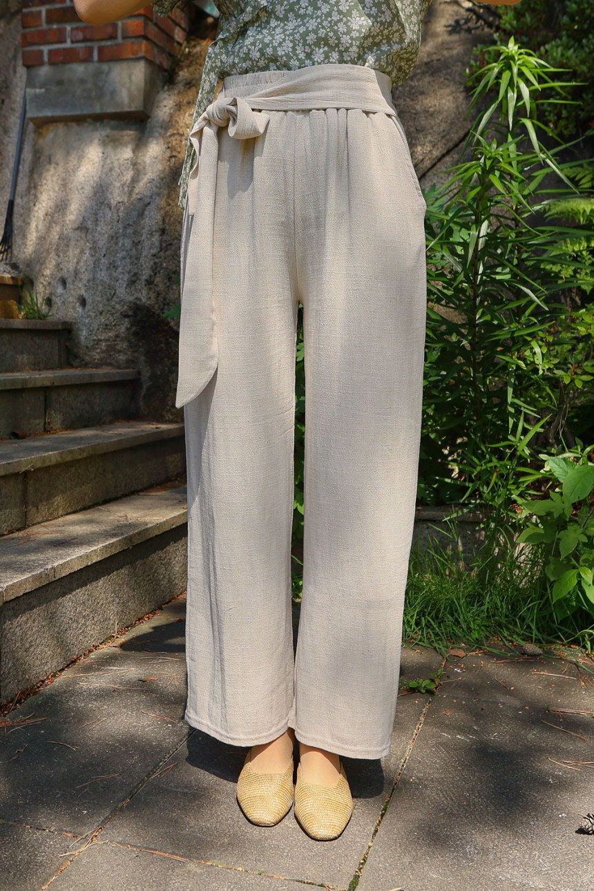 Handmade Modern Hanbok Linen Pants For Women Korean Style Etsy