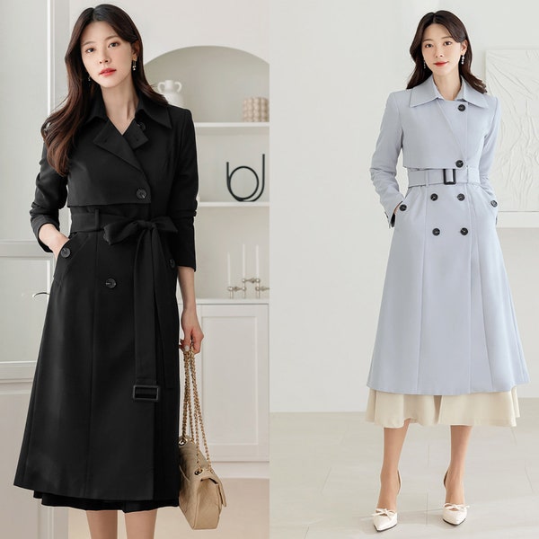 Elegant Basic Trench Long Coat for Women | Korean Style Women's Formal Coat (CLC0265)