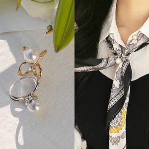 Elegant Classic Pearl Scarf Clip Korean Style Scarf Ring High Quality Clothing Accessory CLA0088 image 1