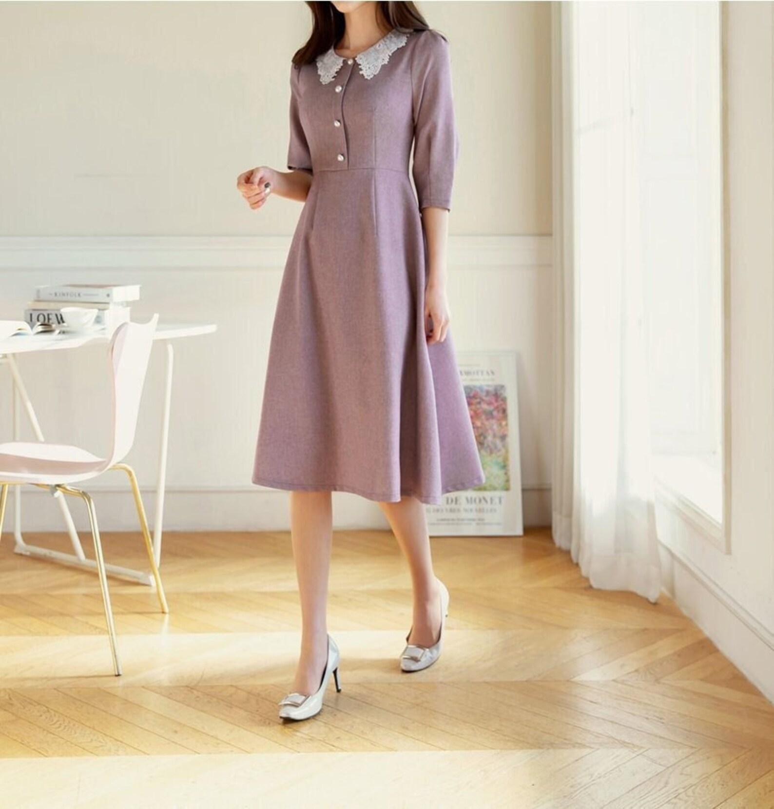 Elegant Formal Autumn Dress Korean Style Long Sleeve A-line - Etsy