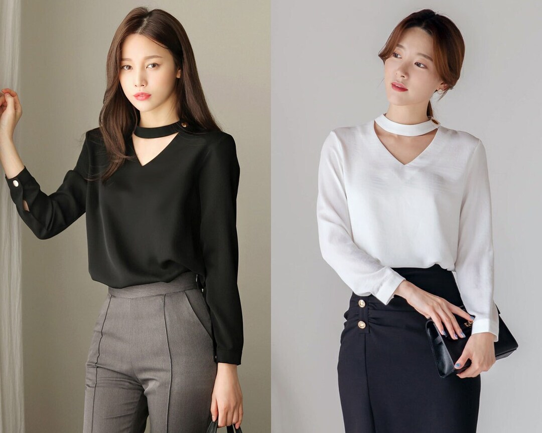 V-Neck Sleeveless Blouse – Korean Style Elegant Chic Office Wear