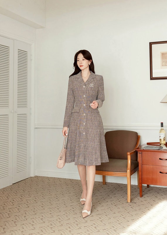 tweed midi dress