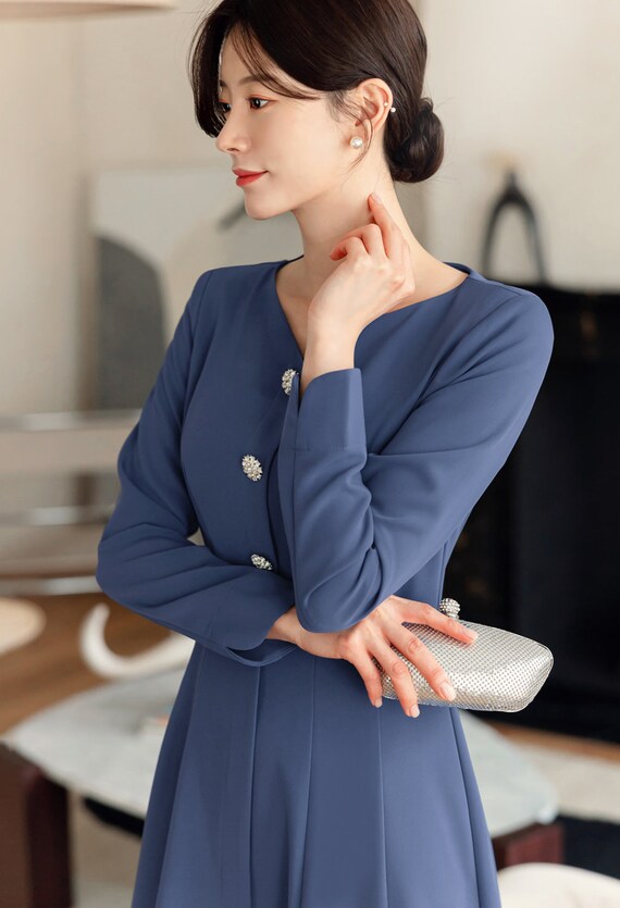 Blue dress top korean style