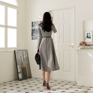 Elegant Formal Party Warm Dress Korean Style Long Sleeve Midi Dress ...