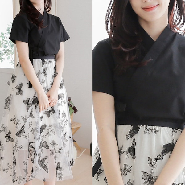 Handmade Modern Hanbok Classy Cotton Blouse | Jeogori Shirt | Korean Fashion Women Hanbok (DRT0020)