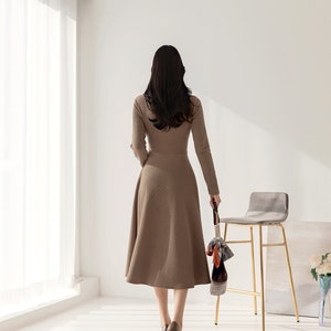 Elegant Formal Flare Mini Dress Korean Style Long Sleeve Dress CLD0384 ...