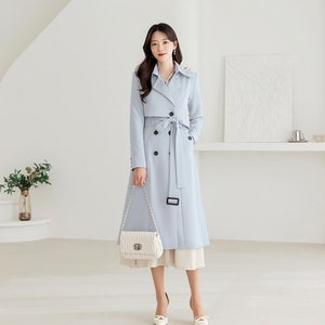 Long trench-coat basique élégant pour femme Manteau formel de style coréen pour femmes CLC0265 image 5