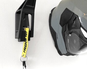 Helmet mount with key hanger, helmet holder, helmet hanger, motorcycle accessories