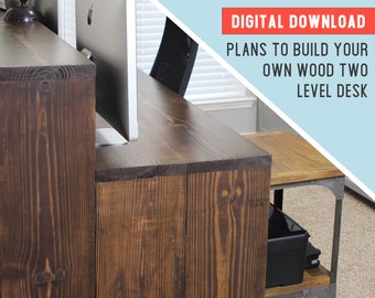 PLANS | Wood Two Level Desk Woodworking Plans PDF