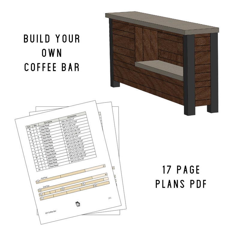 PLANS Coffee Bar DIY Woodworking Plans pour construire un bar industriel image 2