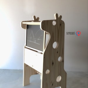 Animal observation tower giraffe design and Montessori child learning in scalable wood with removable board [Animal]