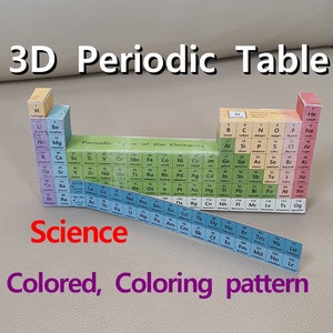 DIY 3D Paper Periodic Table of Elements model,chemical activity,Printable instant, origami,Science,Printable Pattern,Instant Download