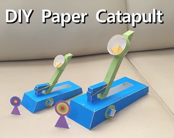 Catapult, Paper catapult, Trebuchet, DIY catapult, 3D catapult, Siege, automaton, automata, paper toy, printable instant, low poly, origami