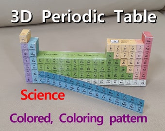 Modello di tavola periodica degli elementi in carta 3D fai-da-te, attività chimica, istantanea stampabile, origami, scienza, motivo stampabile, download istantaneo