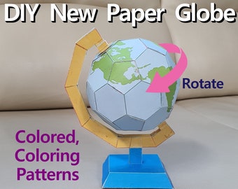 DIY New Paper Globe, Earth globe, earth science activity, earth model, papercraft, Printable instant, origami