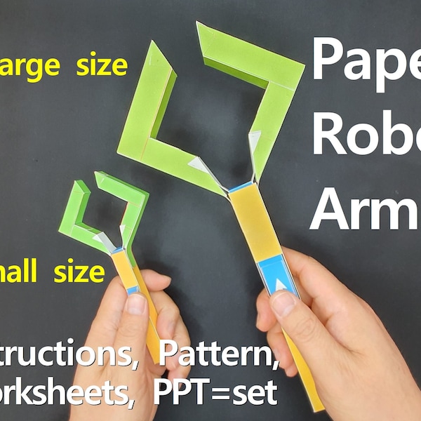 2 fingers robot arm, Paper robot arm, DIY Robot, Paper Craft, Printable Pattern, Instant Download, Robot finger, printable, origami, claw