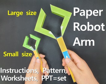 2 fingers robot arm, Paper robot arm, DIY Robot, Paper Craft, Printable Pattern, Instant Download, Robot finger, printable, origami, claw