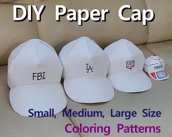 DIY Paper Cap, Paper Hat, Wearable Hat, Coloring Hat, Baseball cap, Printable instant, origami